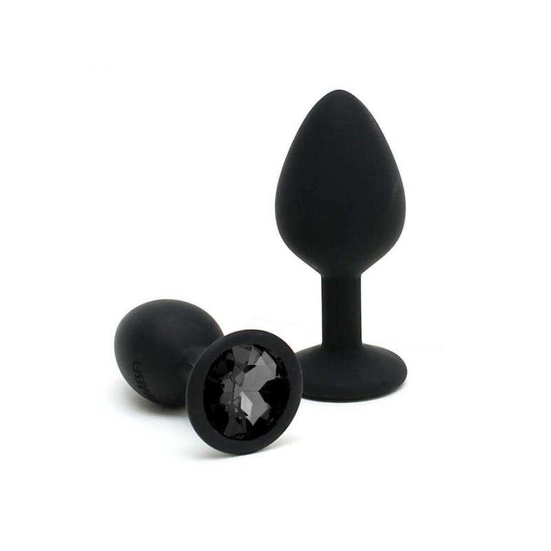 Adora Black Jewel Silicone Butt Plug - Black - Small